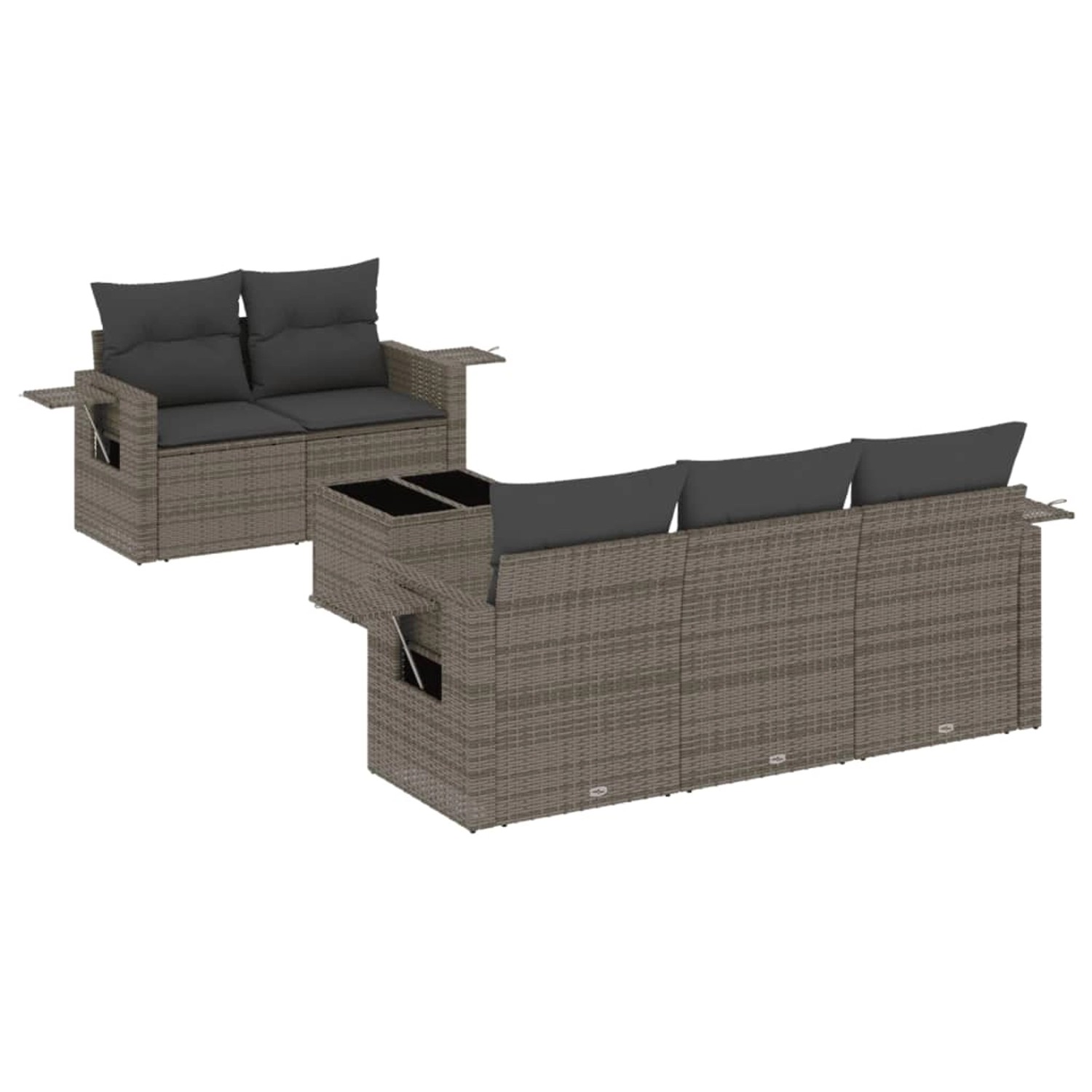 vidaXL 6-Tlg Garten-Sofagarnitur mit Kissen Grau Poly Rattan 3219899 günstig online kaufen