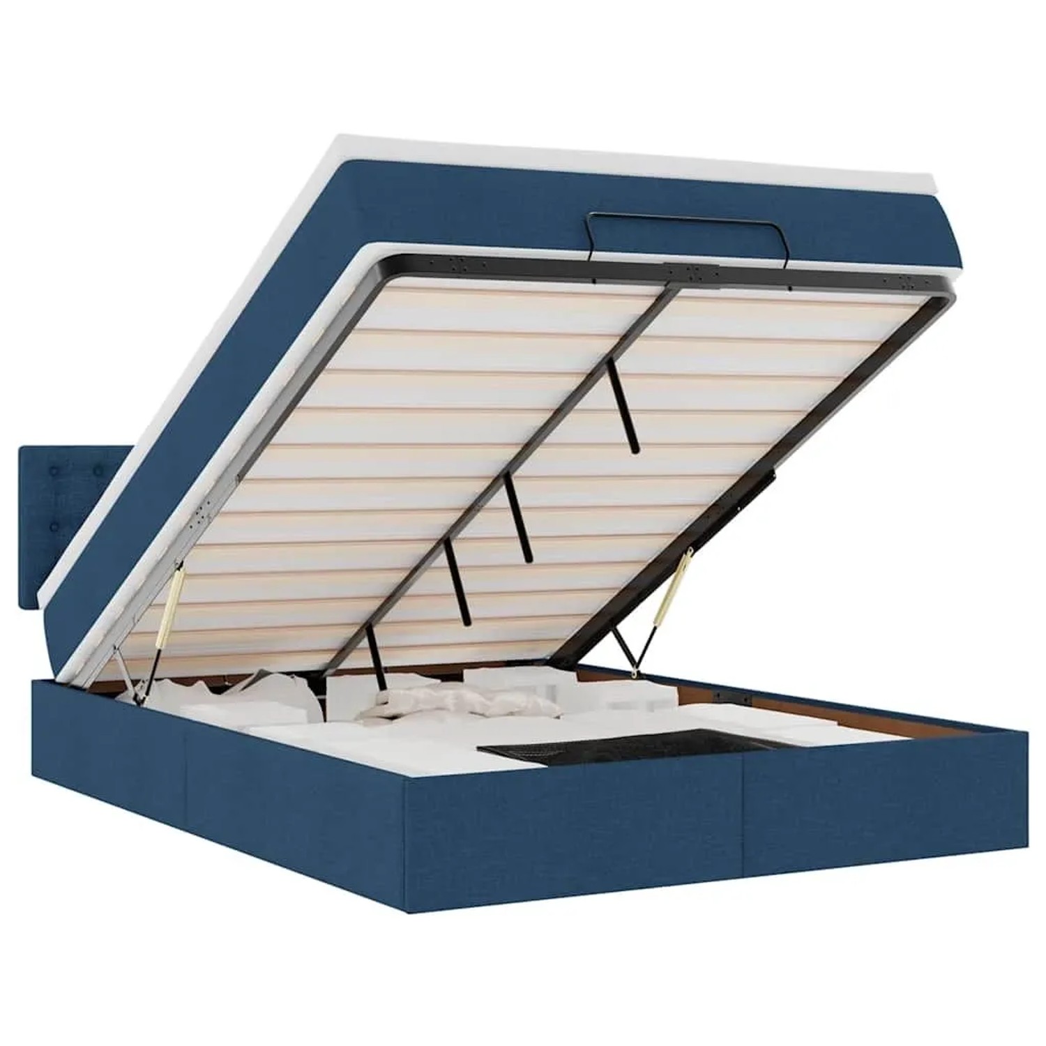 vidaXL Ottomane Bett mit Matratze und LEDs Blau 140x190 cm Stoff 3312477