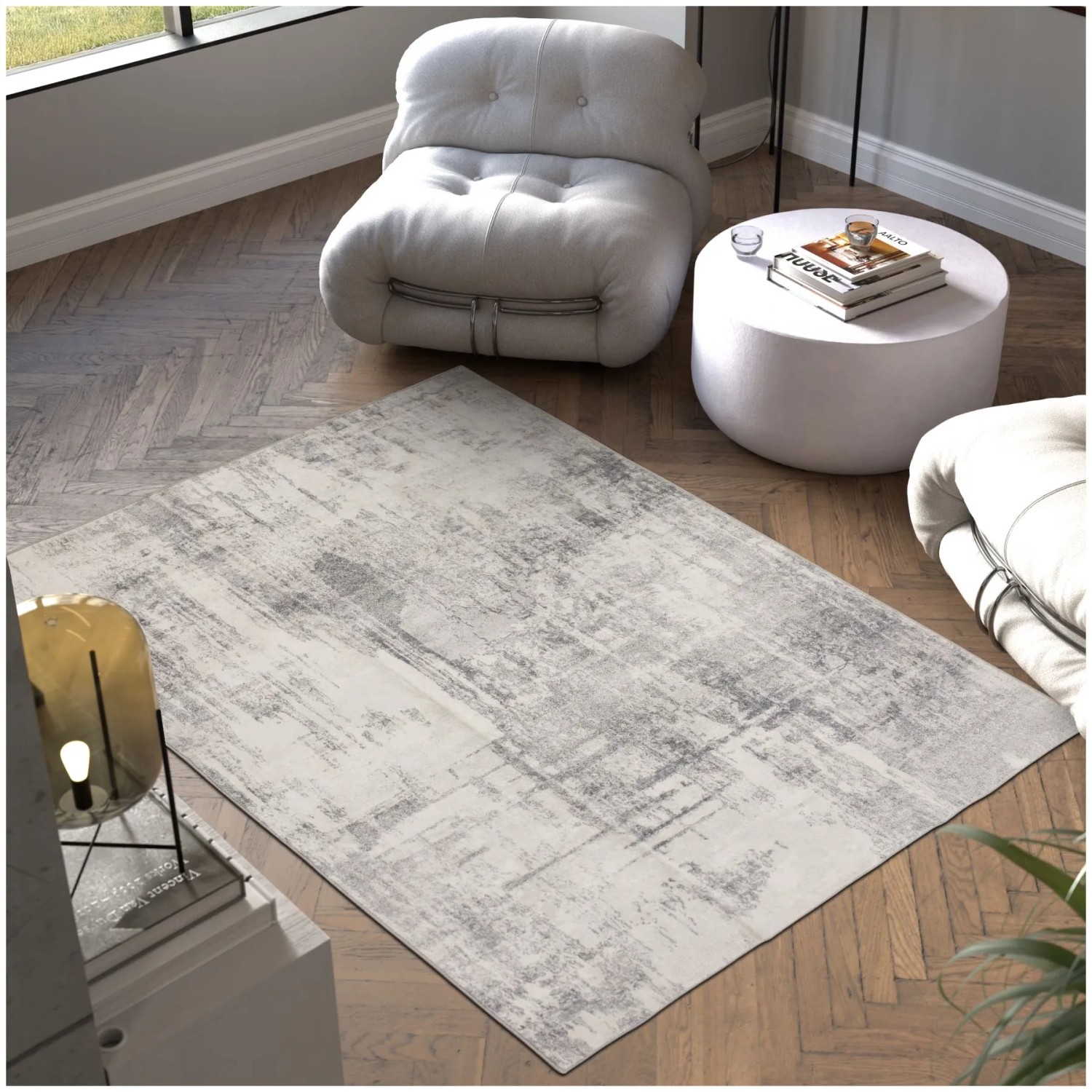 Tectake Vintage Designer Teppich Nadira Verschiedene Größen Abstraktes Verwaschenes Muster 160 X 230 Cm 230 X 160 X 0 60 Cm Beige Grau