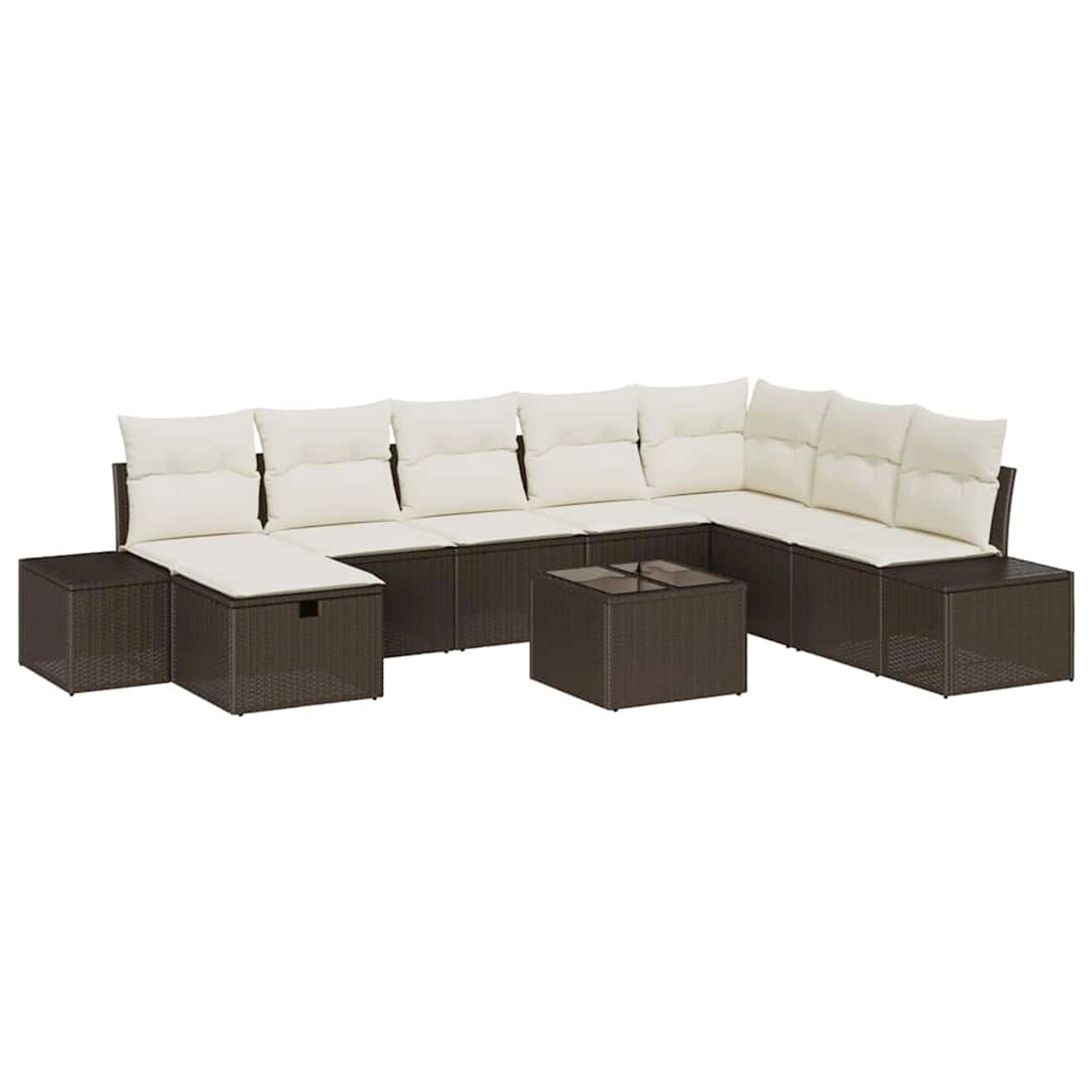 vidaXL Garten-Sofa-Set mit Kissen 9-Tlg Braun Poly Rattan 3359437 günstig online kaufen