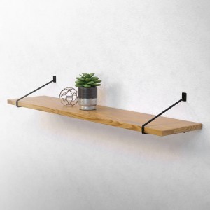 ML-Design Regal mit schwarzen Haarnadel-Halterungen aus Stahl, inklusive Dekoration.