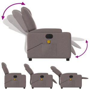 Elektrischer Massagesessel Taupe, Relaxsessel mit Liegefunktion und Vibrationsmassage.