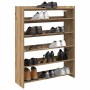 vidaXL Schuhregal Artisan-Eiche, 80x25x100 cm, aus Holzwerkstoff mit 6 Ablagen, gefüllt mit Schuhen.
