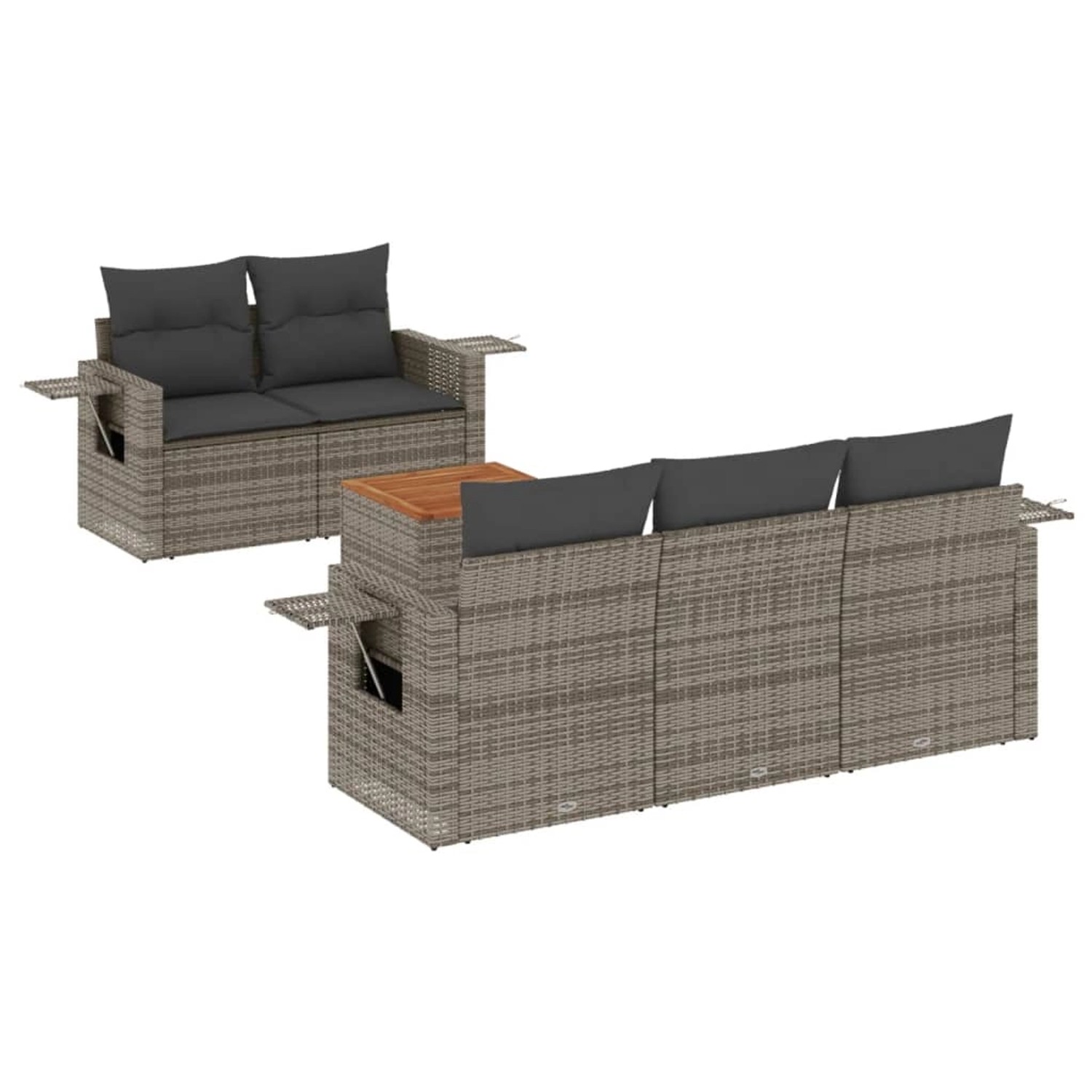 vidaXL 6-tlg Garten-Sofagarnitur mit Kissen Grau Poly Rattan Modell 142 günstig online kaufen