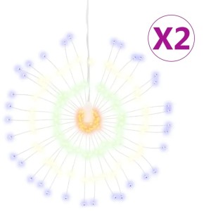 vidaXL 2er Set Feuerwerk Lichterketten, mehrfarbig, 140 LEDs für Außen.