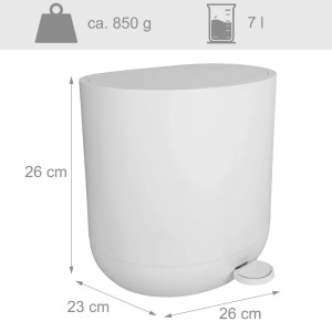Relaxdays Mülleimer Kunststoff Weiß Softclose 7 l 26 cm x 26 cm x 23 cm 0,8 kg