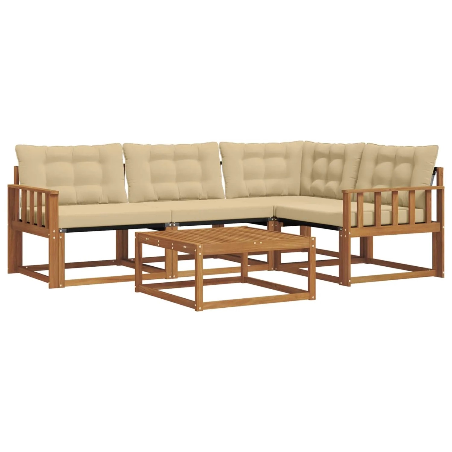 vidaXL Outdoor-Sofagarnitur mit Kissen 5-Tlg Natur und Beige 3369432