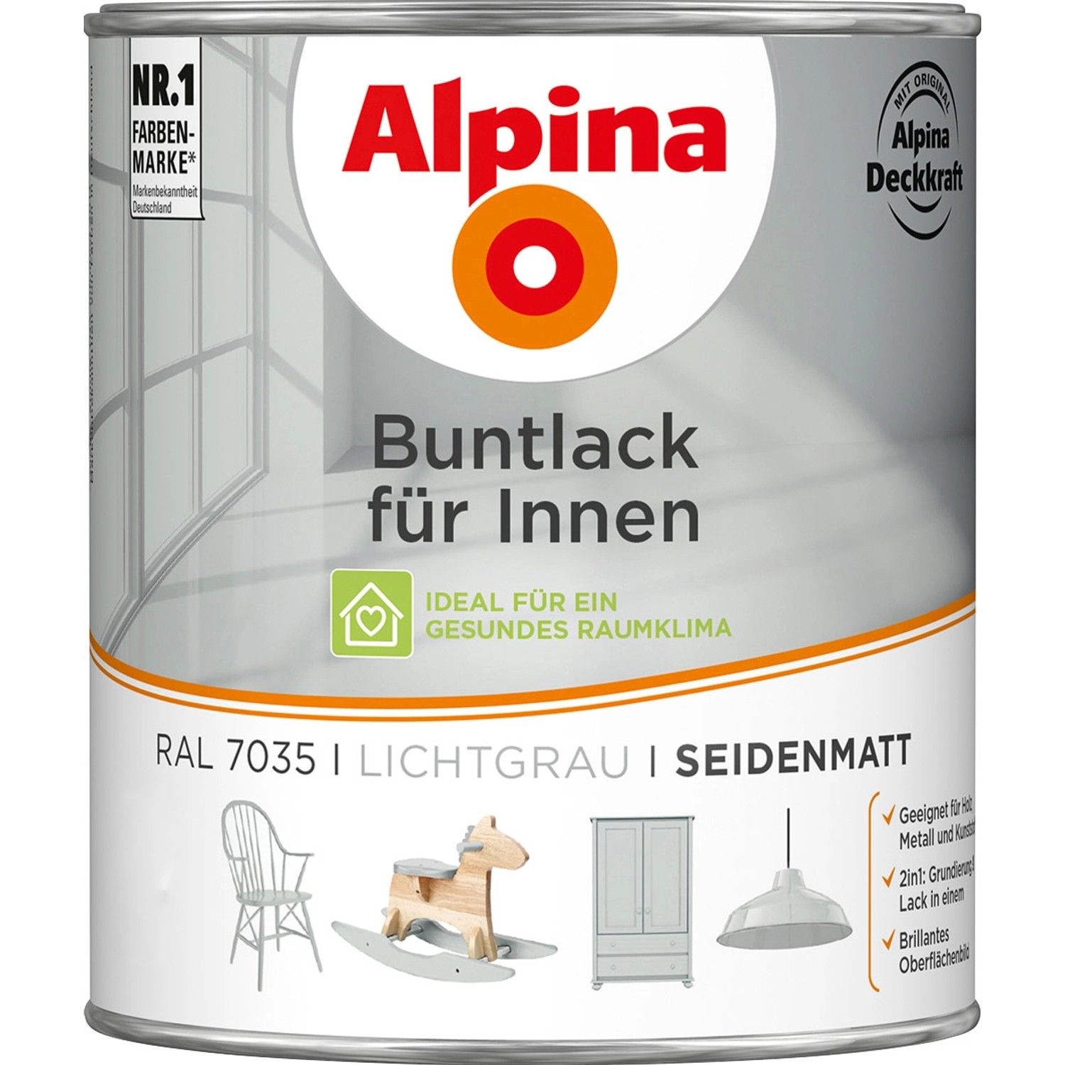 Alpina Buntlack für Innen Lichtgrau seidenmatt 750 ml
