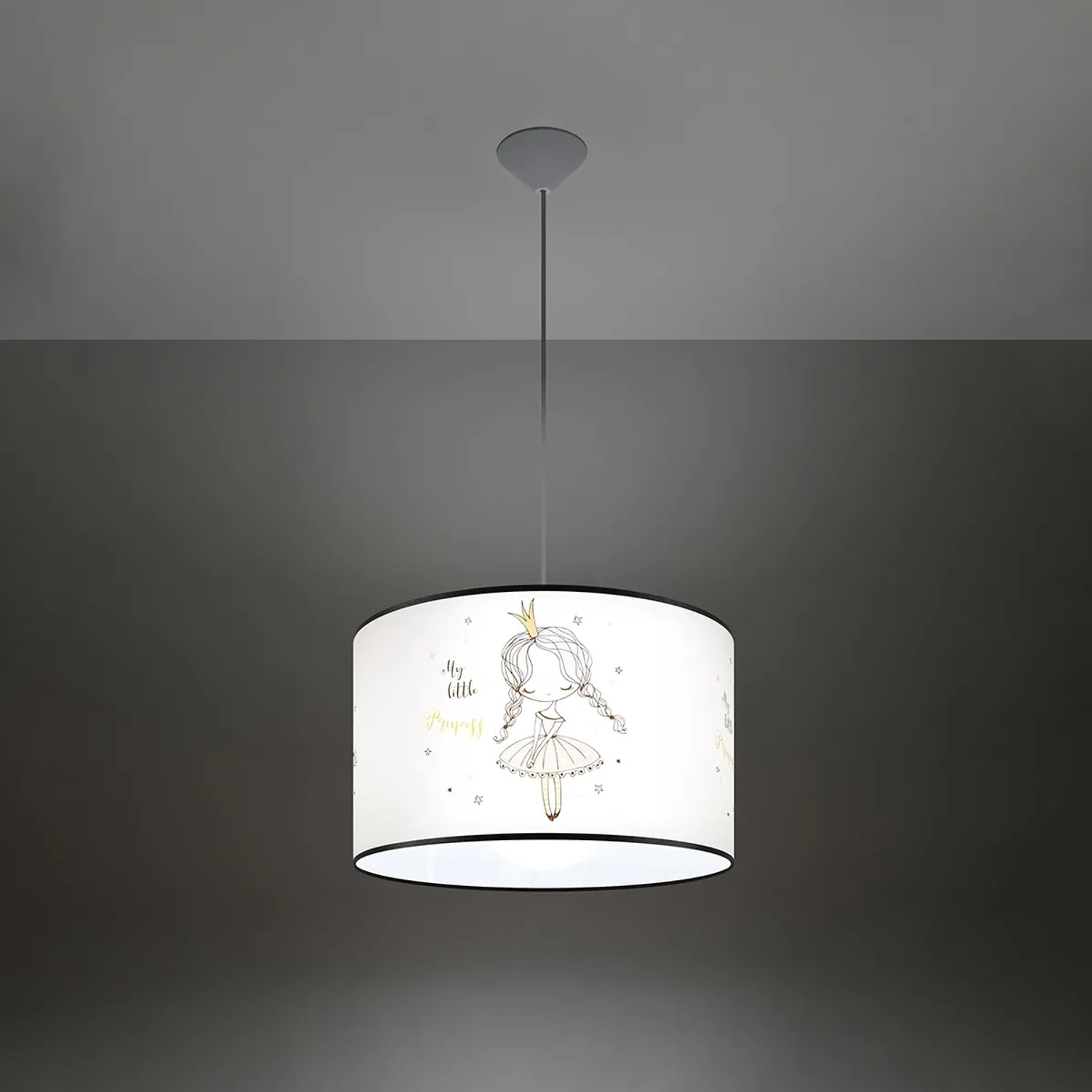 Sollux Lighting Pendelleuchte Princess 40 mit Prinzessin Motiv für Kinderzimmer.