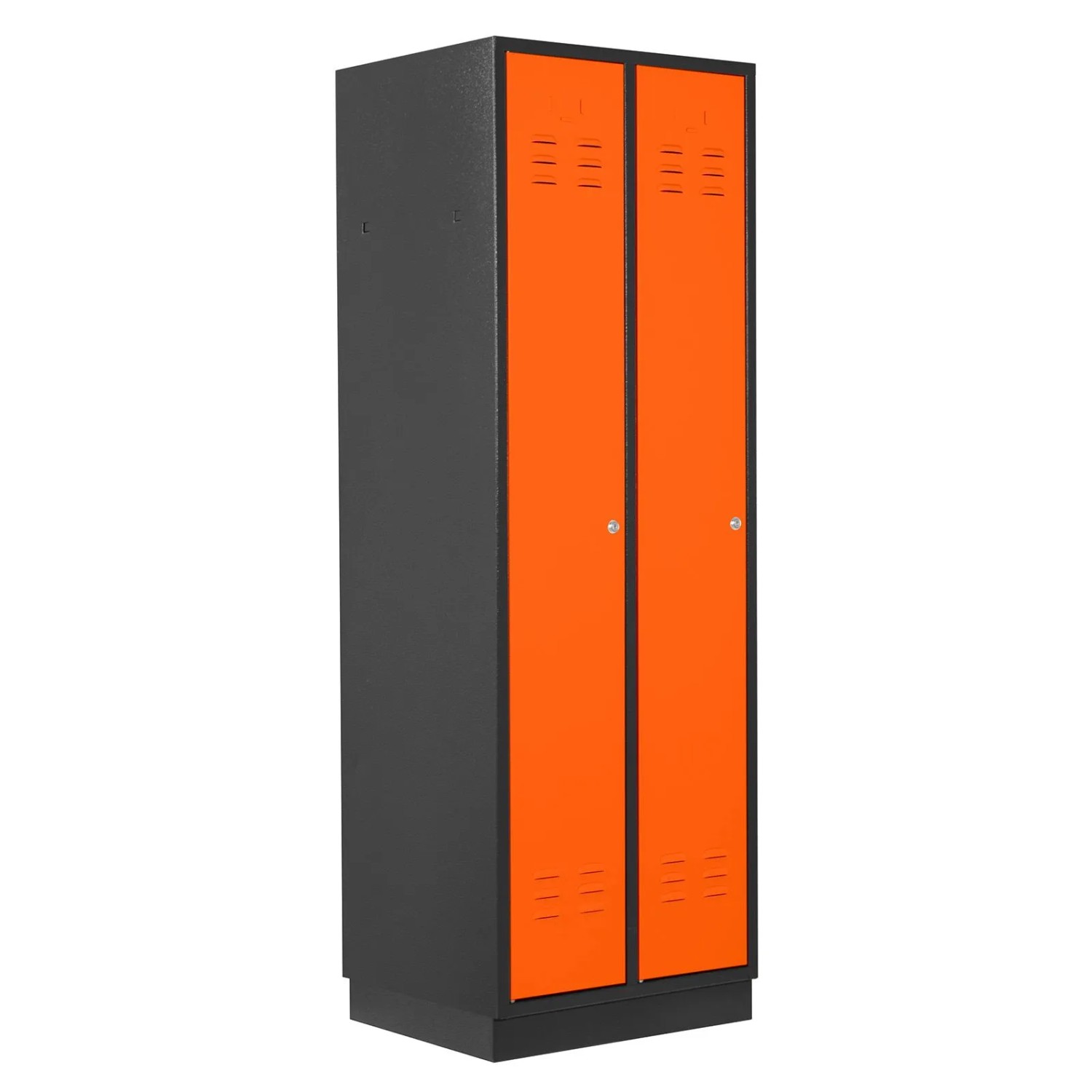 PROREGAL Garderobenschrank Ermine Mit 2 Türen HxBxT 178x60x50cm Anthrazitgrau/Orange