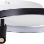 Moderne LED-Deckenleuchte Eunomia, schwarz-weiß, mit schwenkbarem Spot und Dimmer.