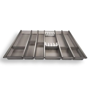 SOTECH Cuisio Besteckeinsatz 800 mm Höhe 55 mm Transluzent Graphitgrau mit Messerblock
