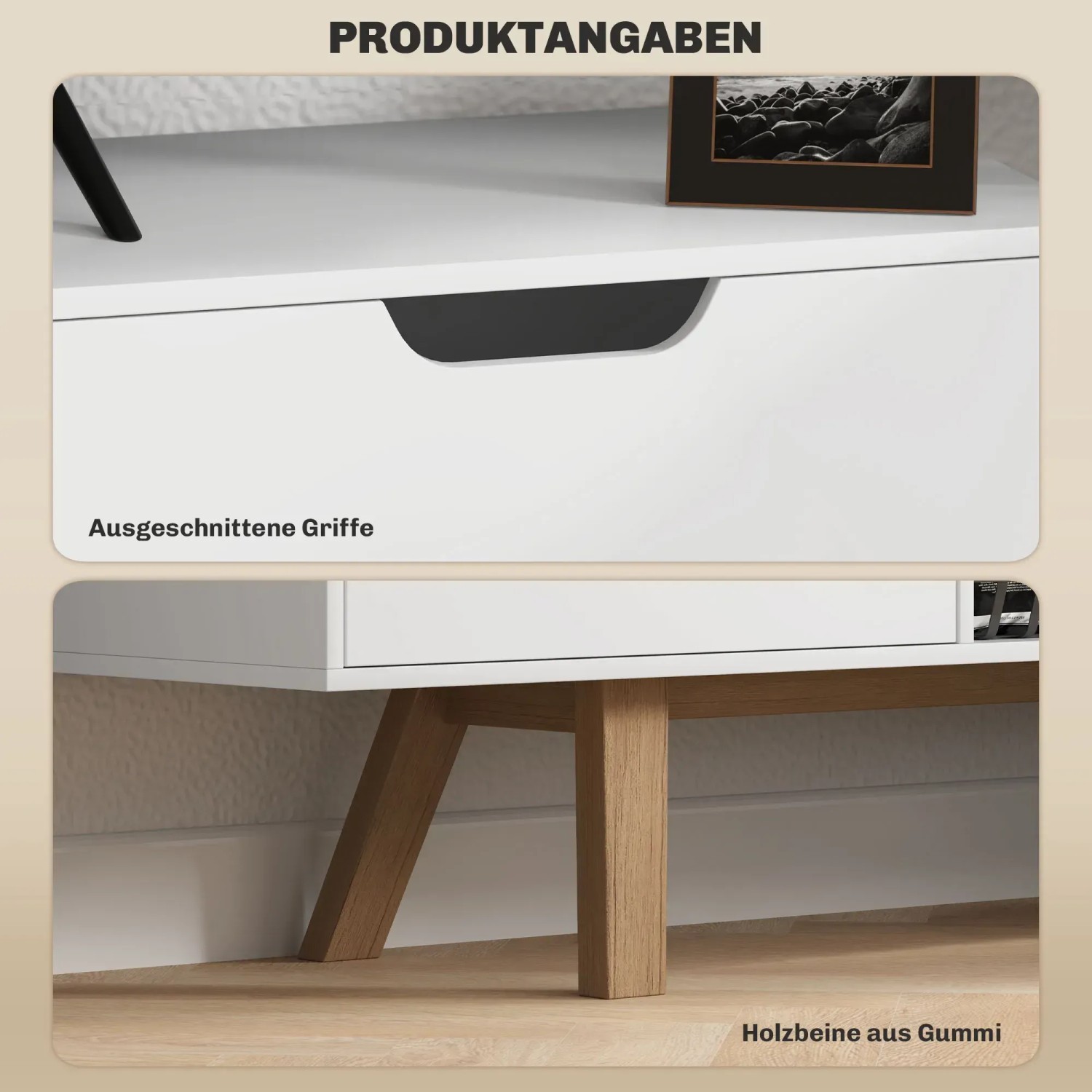 HOMCOM TV-Möbel Mit Bank & Wandregal – 153,6 Cm, Weiß & Braun, Zeitgenössischer Stil