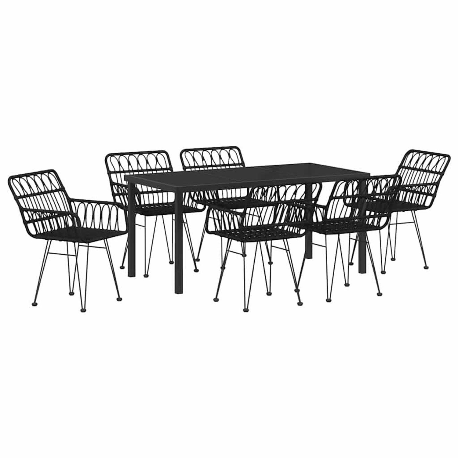 vidaXL Garten Essgruppe 7-Tlg Schwarz Poly Rattan 3379188 günstig online kaufen