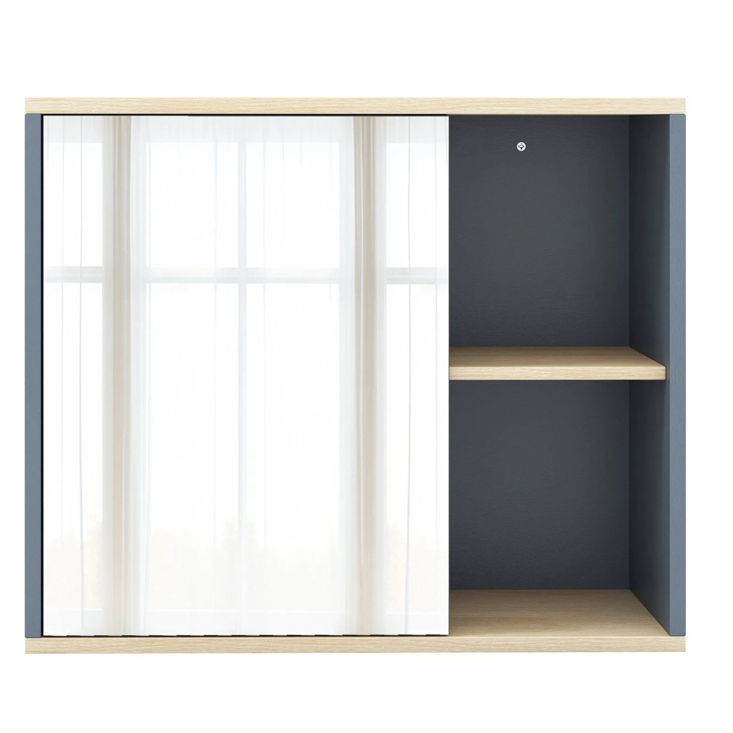 Costway Spiegelschrank Bad Verstellbare Ablage & 2 Offene Fächer