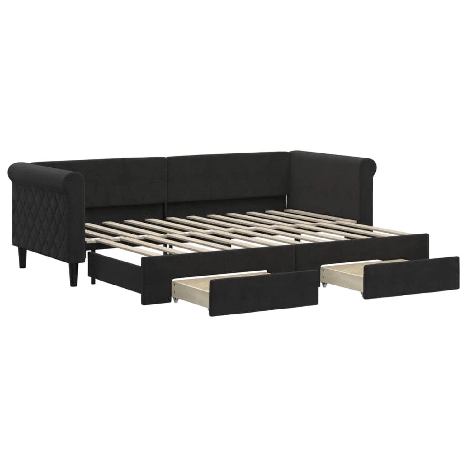vidaXL Tagesbett Ausziehbar mit Schubladen Schwarz 80x200 cm Samt1899725 günstig online kaufen