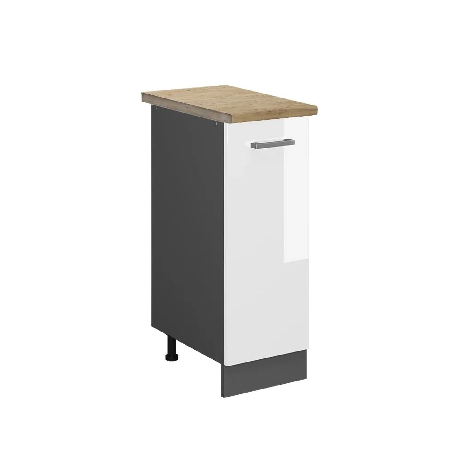 Vicco Apothekerschrank R-Line Weiß Hochglanz Anthrazit 30 cm AP Eiche