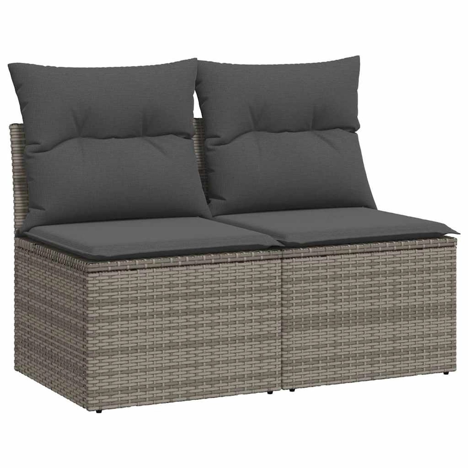 vidaXL 2-Tlg Garten-Sofagarnitur mit Kissen Grau Poly Rattan Akazie 3325236 günstig online kaufen