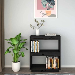 vidaXL Bücherregal Schwarz 60x35x71 cm Massivholz Kiefer 810863
