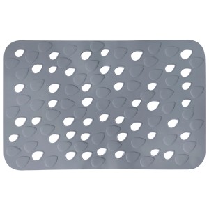 Graue Spirella Wanneneinlage Drops, 35x53 cm, aus PVC mit Saugnäpfen für Rutschfestigkeit.