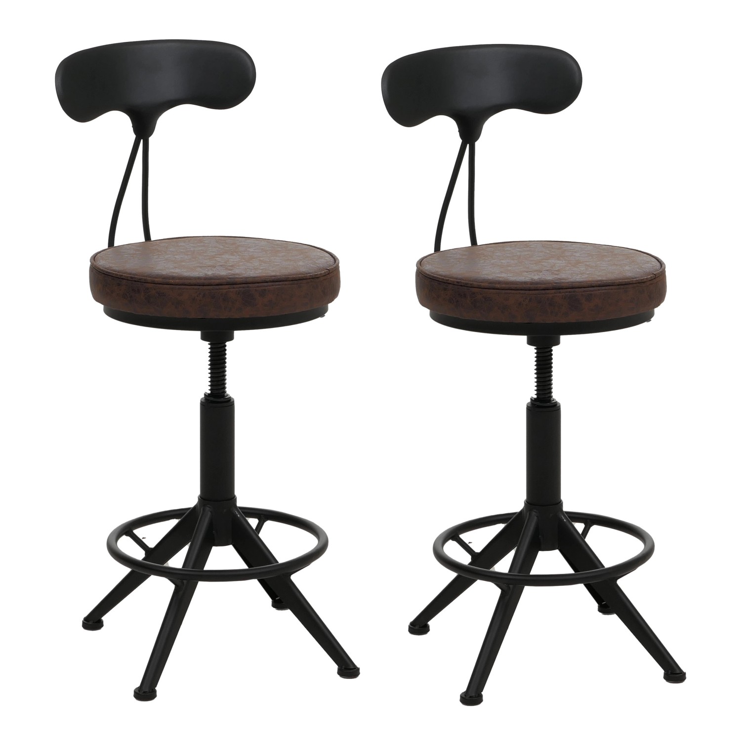 PROREGAL 2er-Set Barhocker Mit Lehne Sitzhöhe 51-73cm Kunstleder Metall Bra günstig online kaufen