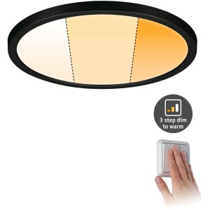 Schwarzes Paulmann LED Einbaupanel Areo VariFit, 23cm, mit DimtoWarm Funktion und Schalter.