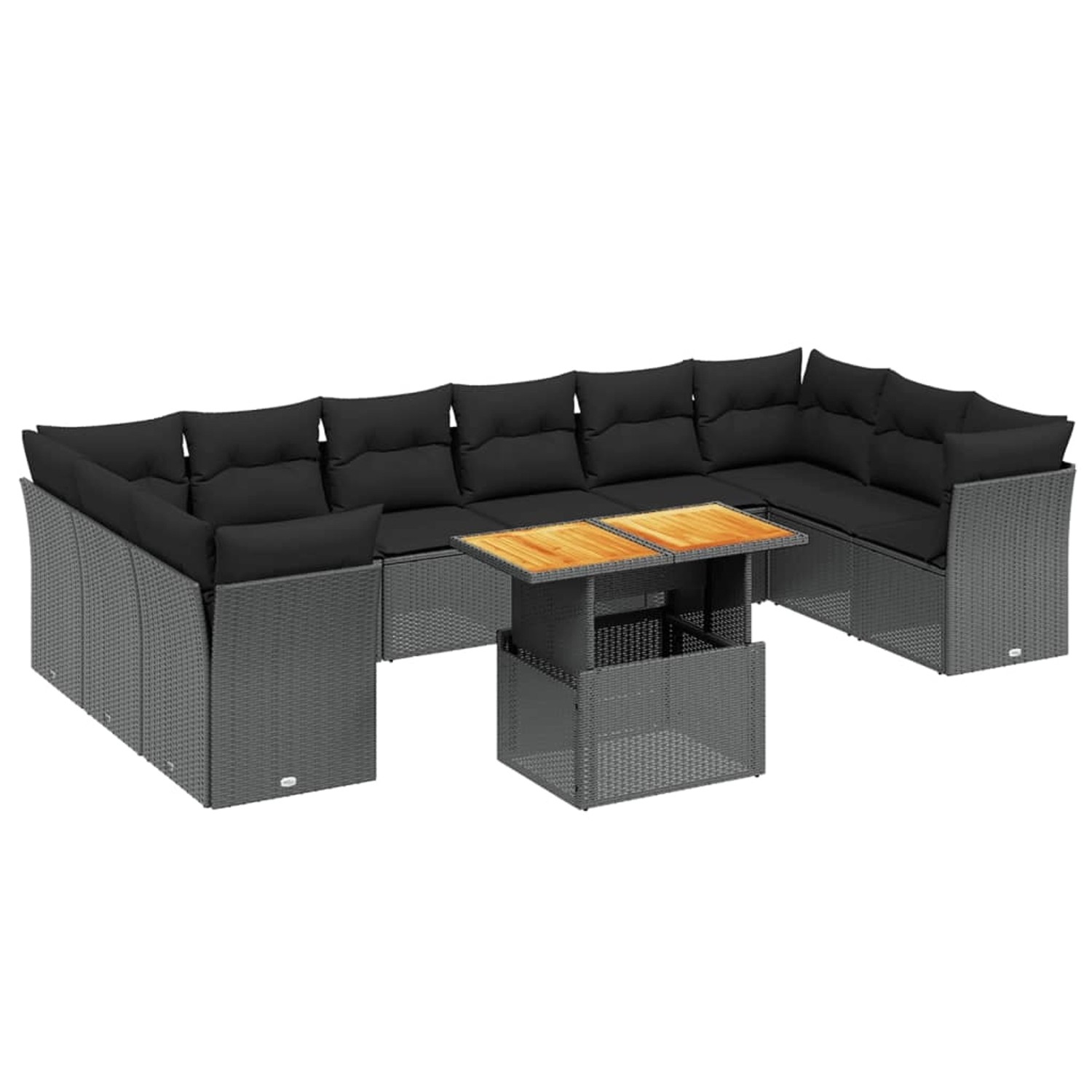 vidaXL 11-Tlg Garten-Sofagarnitur mit Kissen Schwarz Poly Rattan 3271020 günstig online kaufen