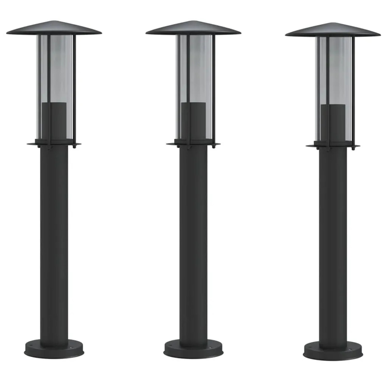 vidaXL Wegeleuchten 3 Stk Schwarz 60 cm Edelstahl 4006354