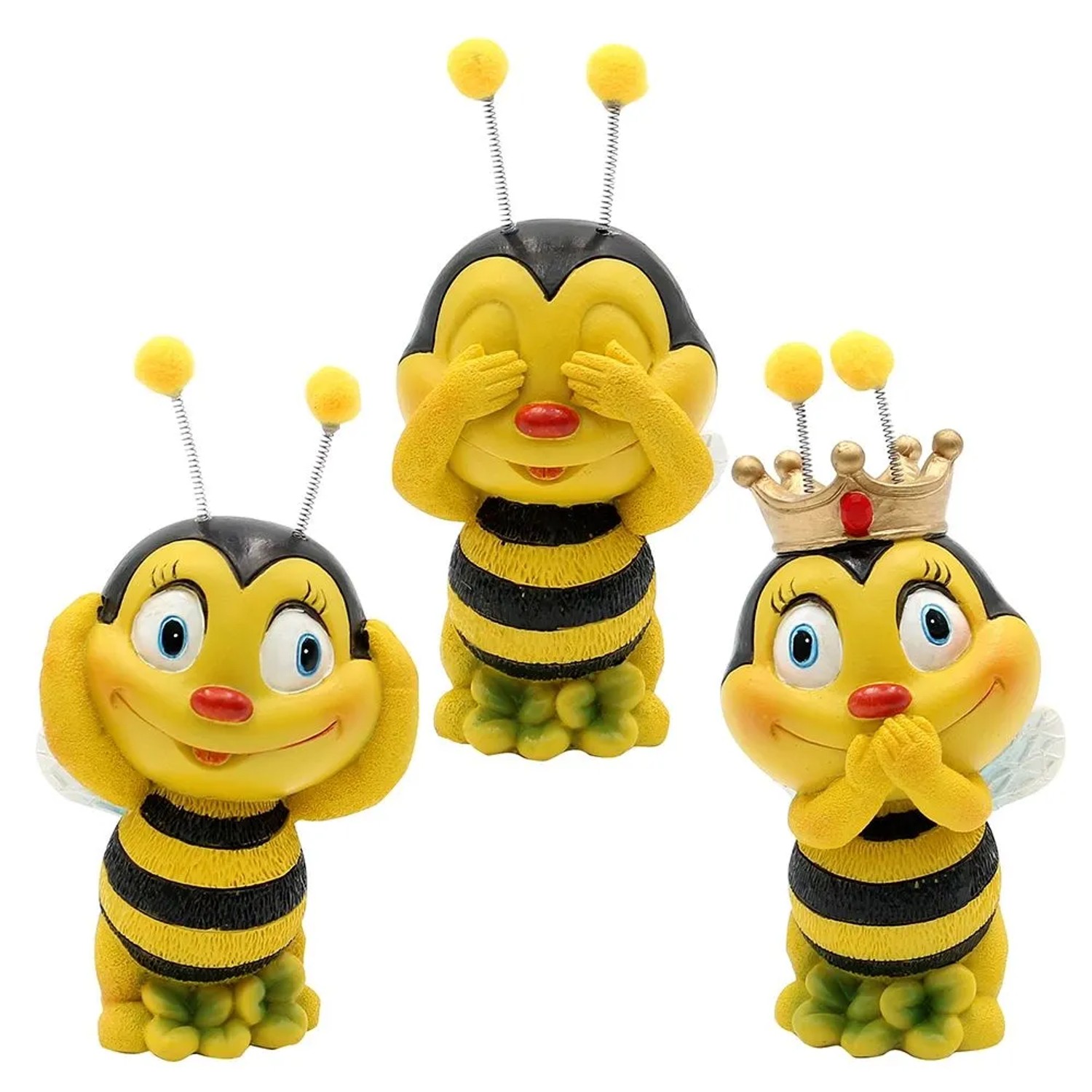 Dekohelden24 3er Set Dekofiguren Bienen Dekobienen Nicht Sehen Nicht Hören Nicht Sprechen Größe L/B/H  5 x 6 x 12 cm