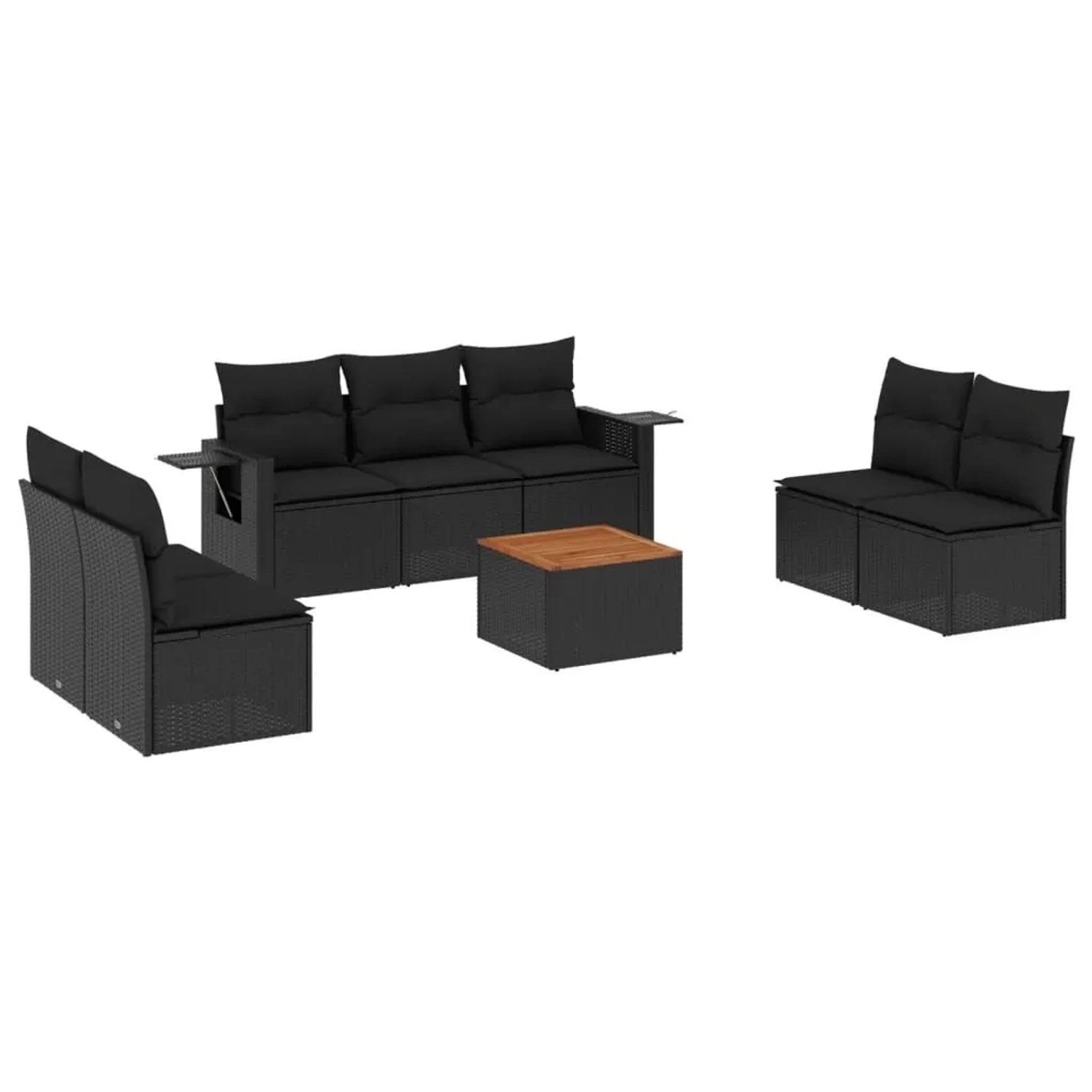 vidaXL 8-Tlg Garten-Sofagarnitur mit Kissen Schwarz Poly Rattan 3224515 günstig online kaufen