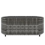 Grauer vidaXL Couchtisch aus Polyrattan mit Glasplatte für Garten-Lounge-Set.