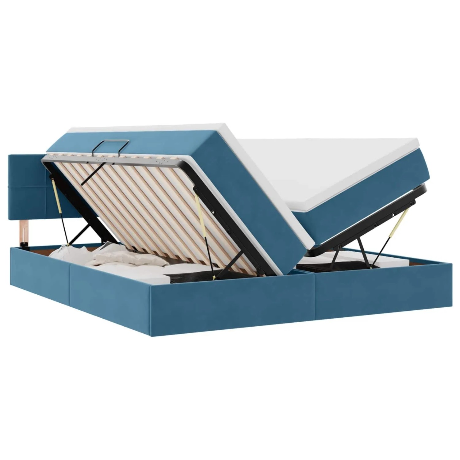 vidaXL Bett mit LED-Lichtleisten Dunkelblau 180 x 200 cm Samt 3371613
