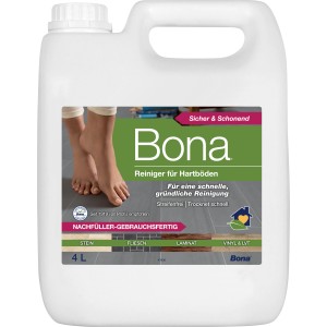 Bona Reiniger Nachfüllkanister 4L für Stein, Fliesen & Laminat. Streifenfreie Reinigung für Hartböden.