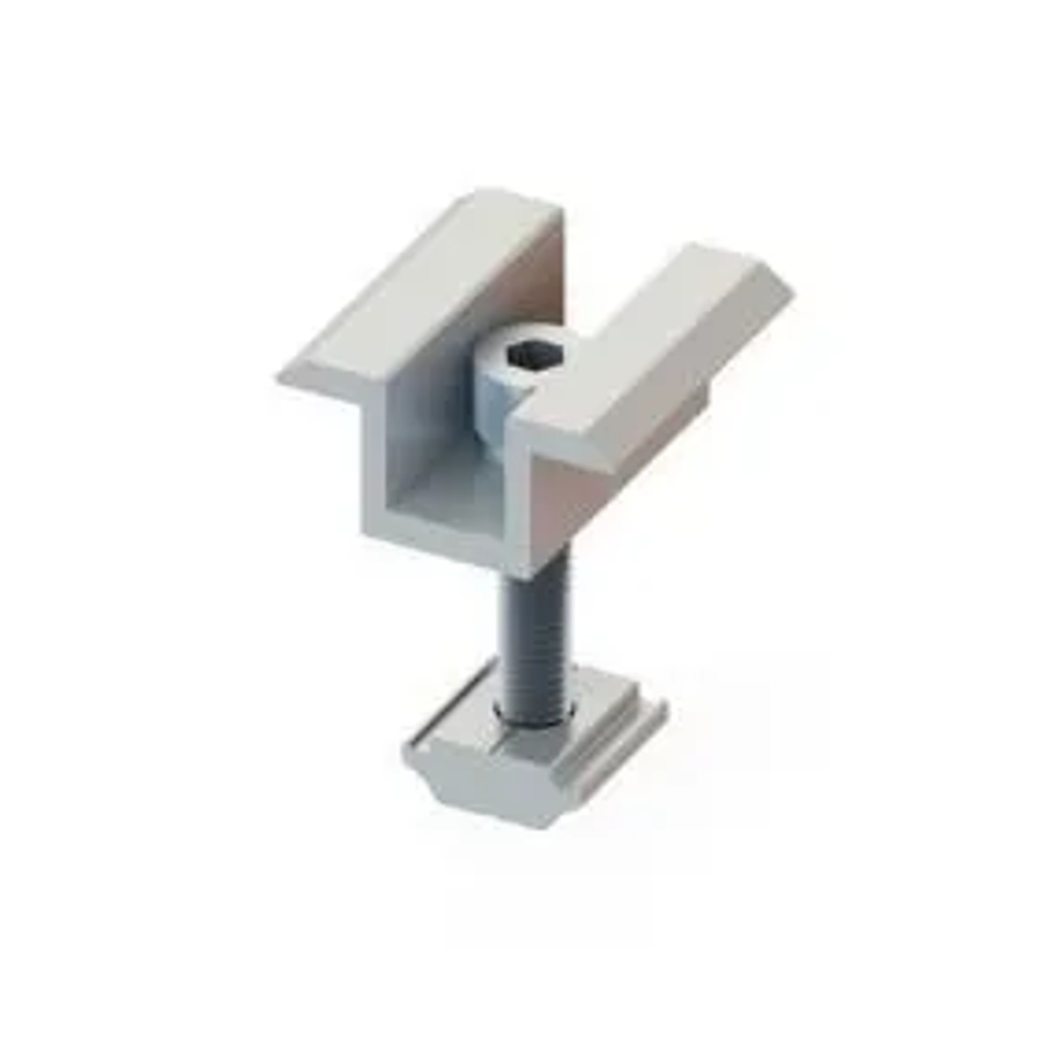 Jet-Line Mittelklemme aus Aluminium für Solarpanele, 3 cm Modulhöhe. Robuste Halterung zur Dachbefestigung.