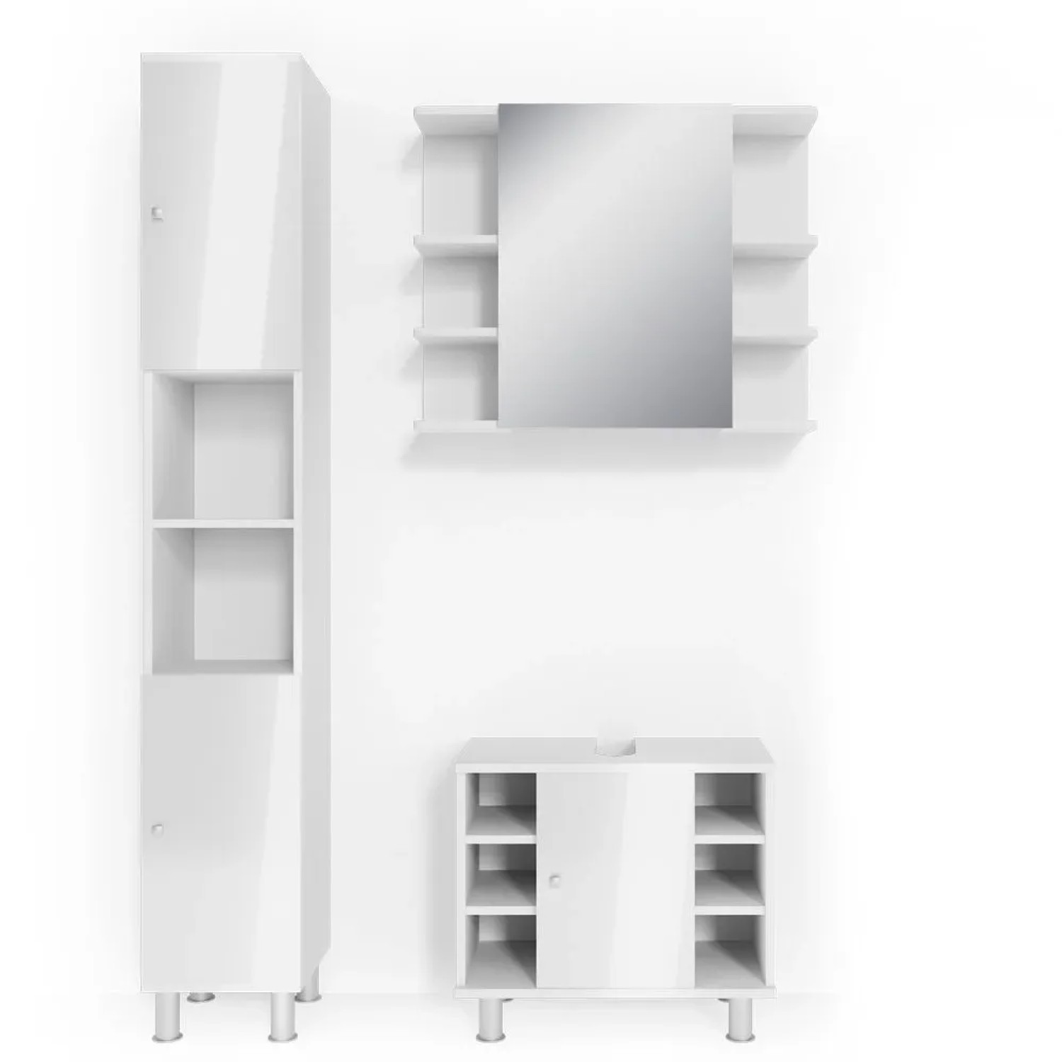Vicco Badmöbel-Set Fynn Weiß Hochglanz 60 x 54 3-teilig