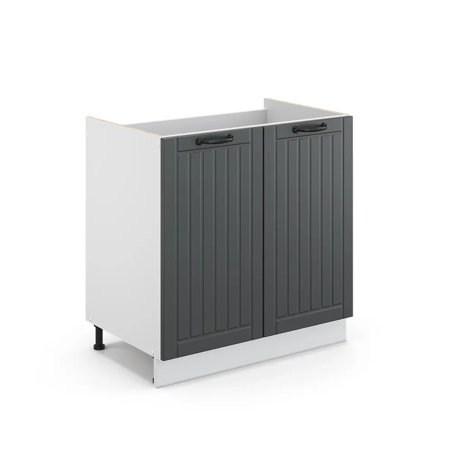 Vicco Spülenunterschrank Fame-Line Anthrazit/Weiß 80 cm ohne Arbeitsplatte