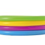 Bestway Planschbecken Swim Squad mit vier farbigen Luftringen (grün, gelb, pink, blau).