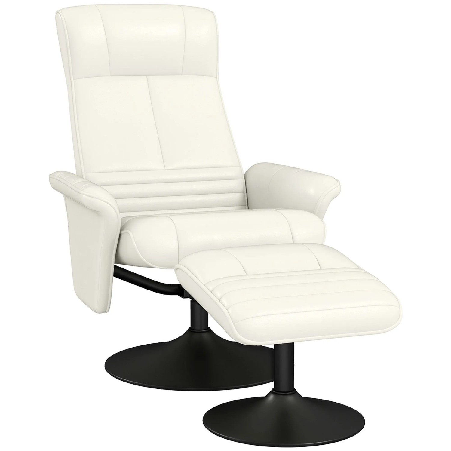 HOMCOM Relaxsessel mit Fußhocker Polyester Stahl Cremeweiß 69L x 71B x 104H cm