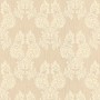 Beige-gelbe Barock Tapete mit Textiloptik. Dekorative Vliestapete für Wohnräume.