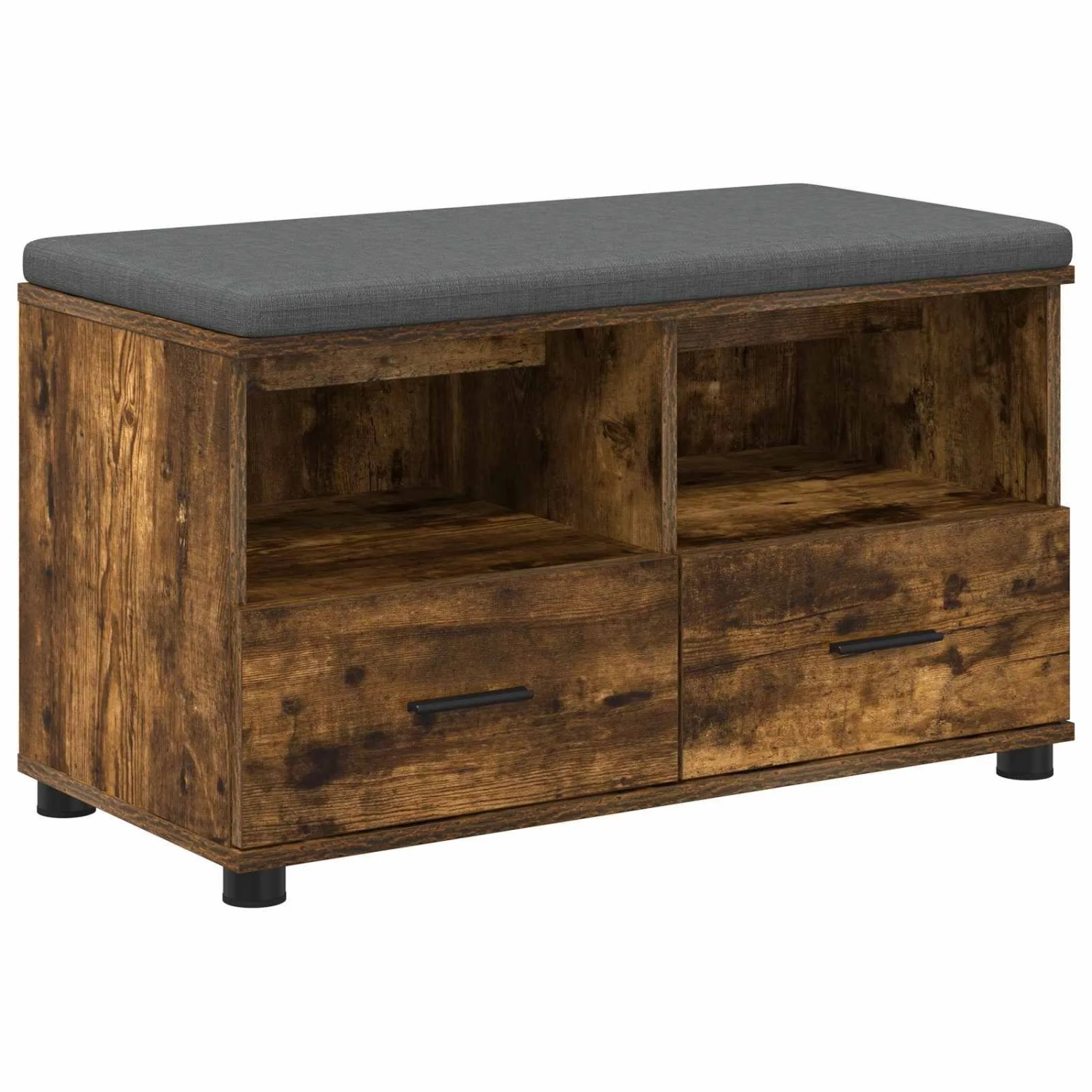 vidaXL Flurbank mit Kissen mit Regal Geräucherte Eiche 80 x 38 x 46 cm 891460