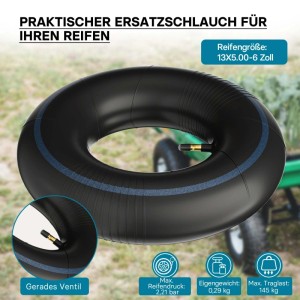Wiltec Luft Schlauch Rasenmäherreifen Tr13 13X5.00-6 Rasentraktor Aufsitzmäher