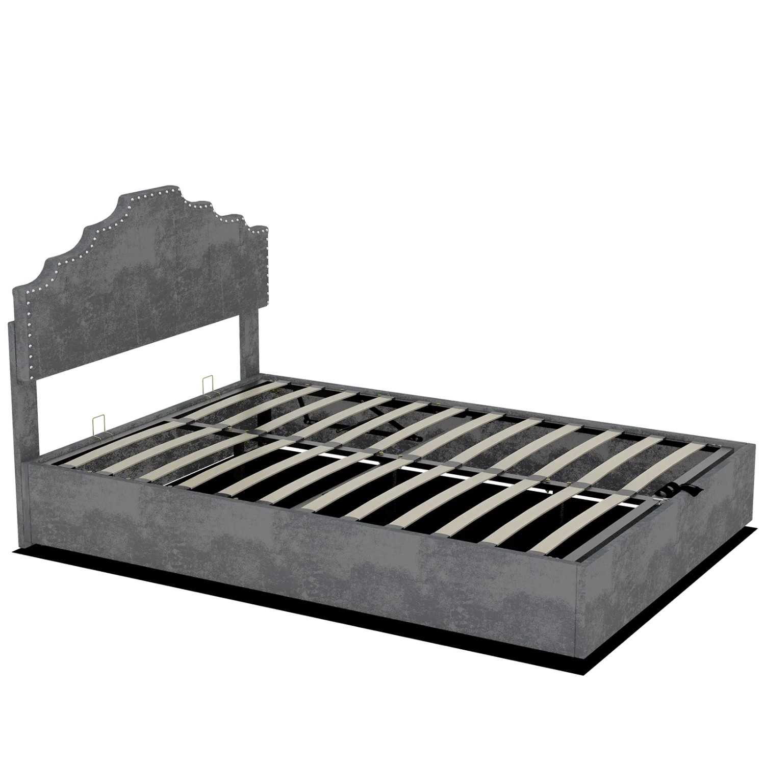 okwish Polsterbett 140x200cm mit Hydraulik Stauraum Schlafzimmer Grau ohne Matratze