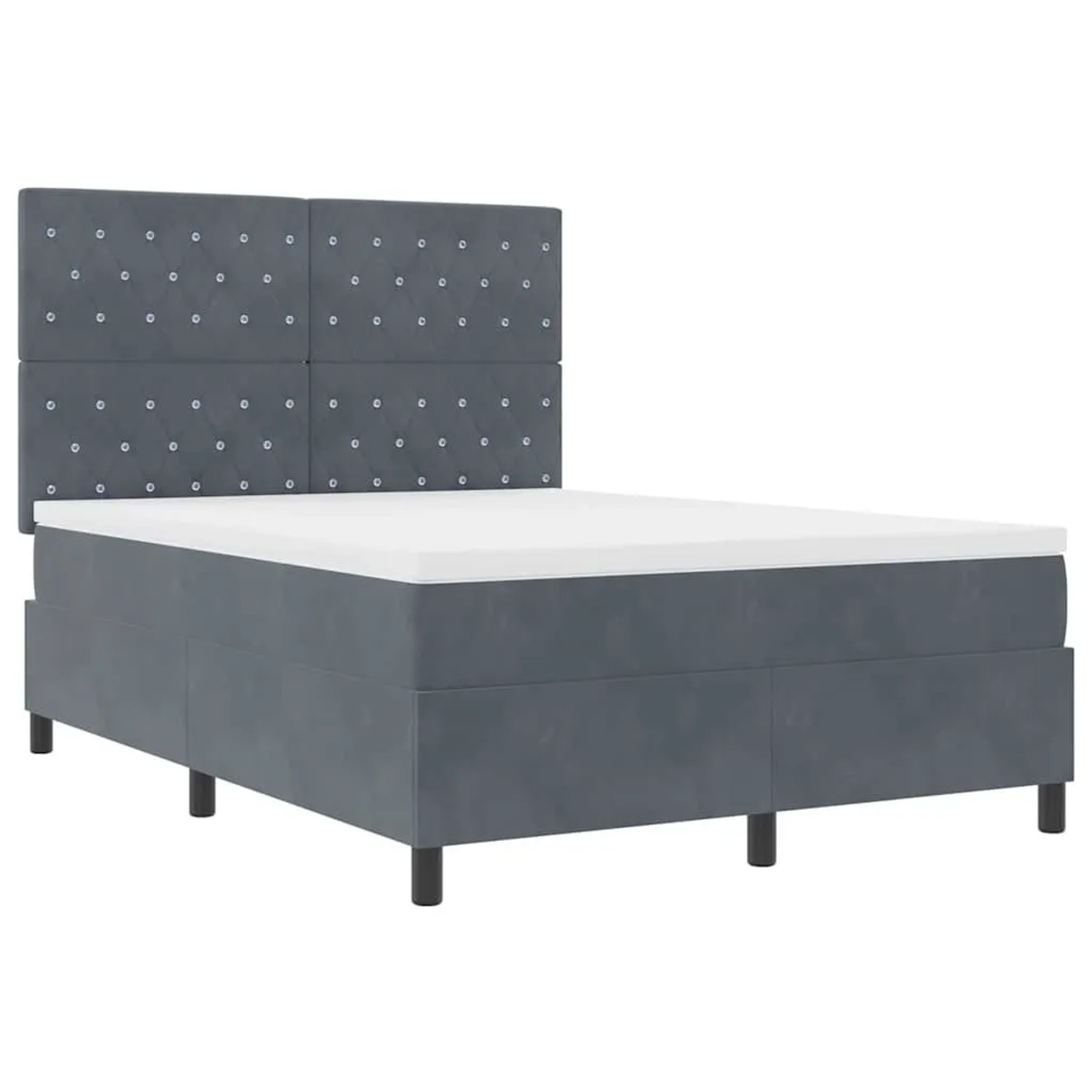 vidaXL Boxspringbett mit Matratze Dunkelgrau 140 x 200 cm Samt 3339771 günstig online kaufen