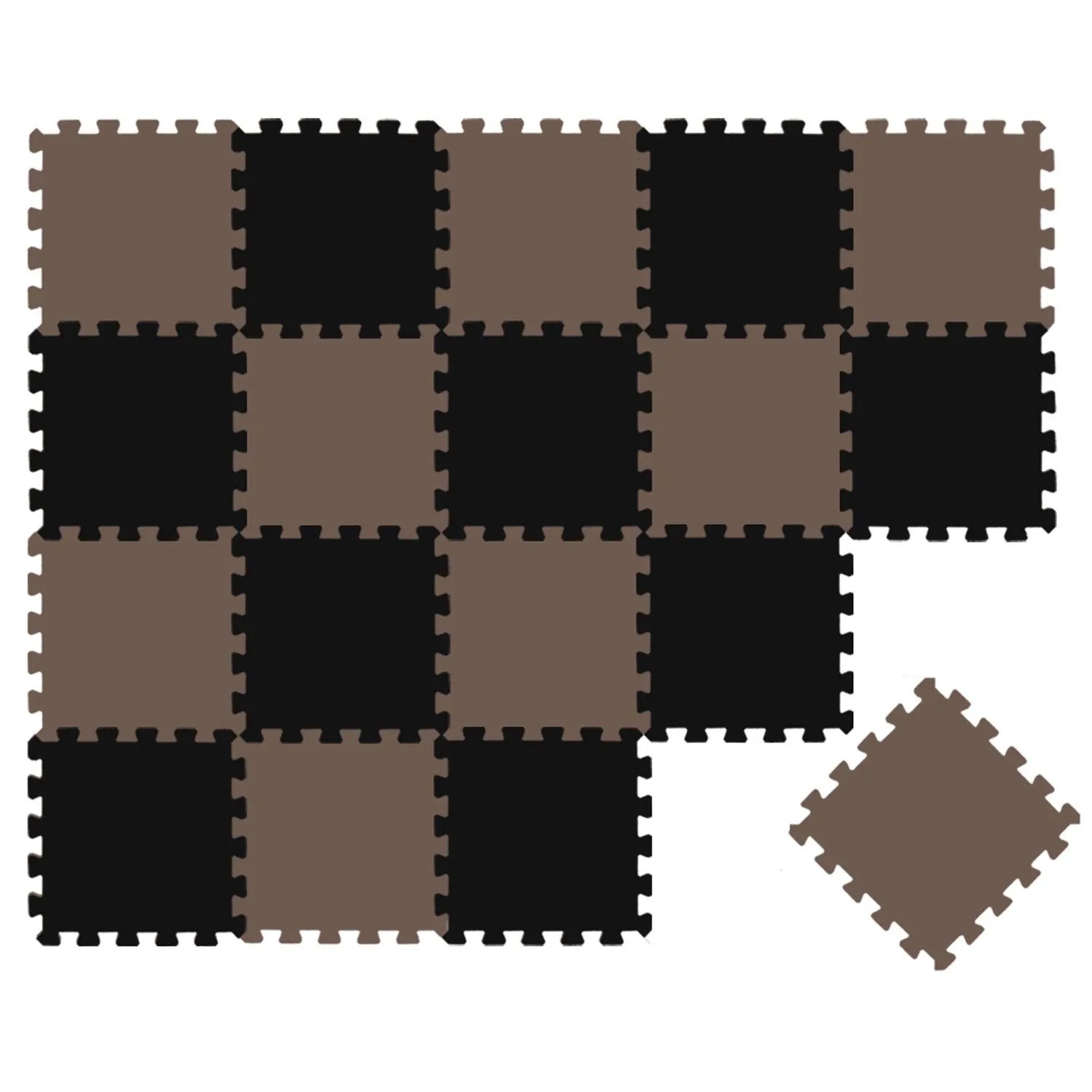 LittleTom Baby & Kinder Puzzlematte 30 x 30 cm 18 Stück Schwarz & Braun