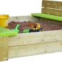 Wendi Toys Sandkasten mit Holzabdeckung und Sitzflächen, FSC®-zertifiziert, 120x120 cm.