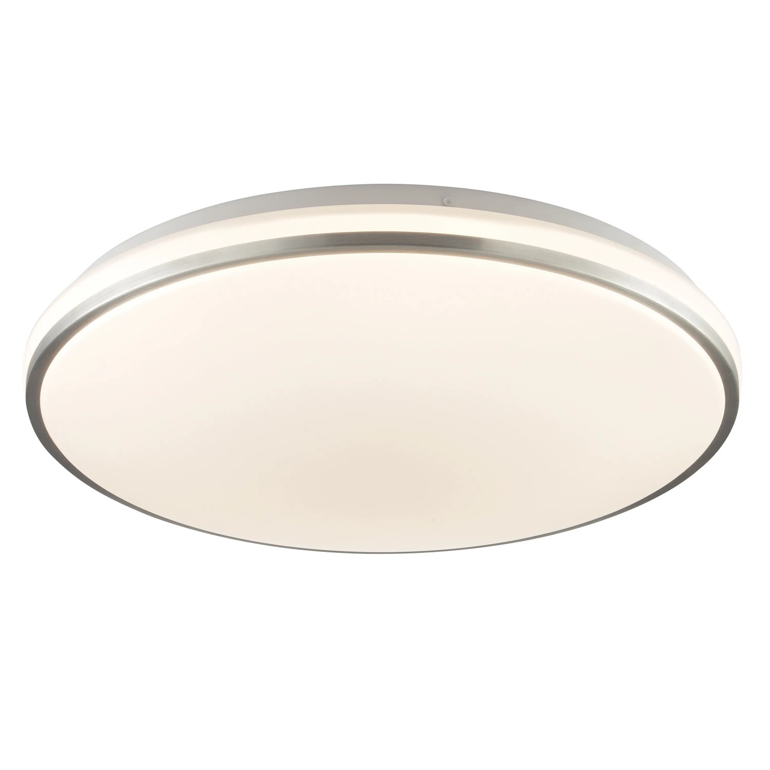 Runde LED Deckenleuchte Avalis in Weiß/Alu gebürstet, Ø 38cm. Moderne Lampe für Wohnräume.