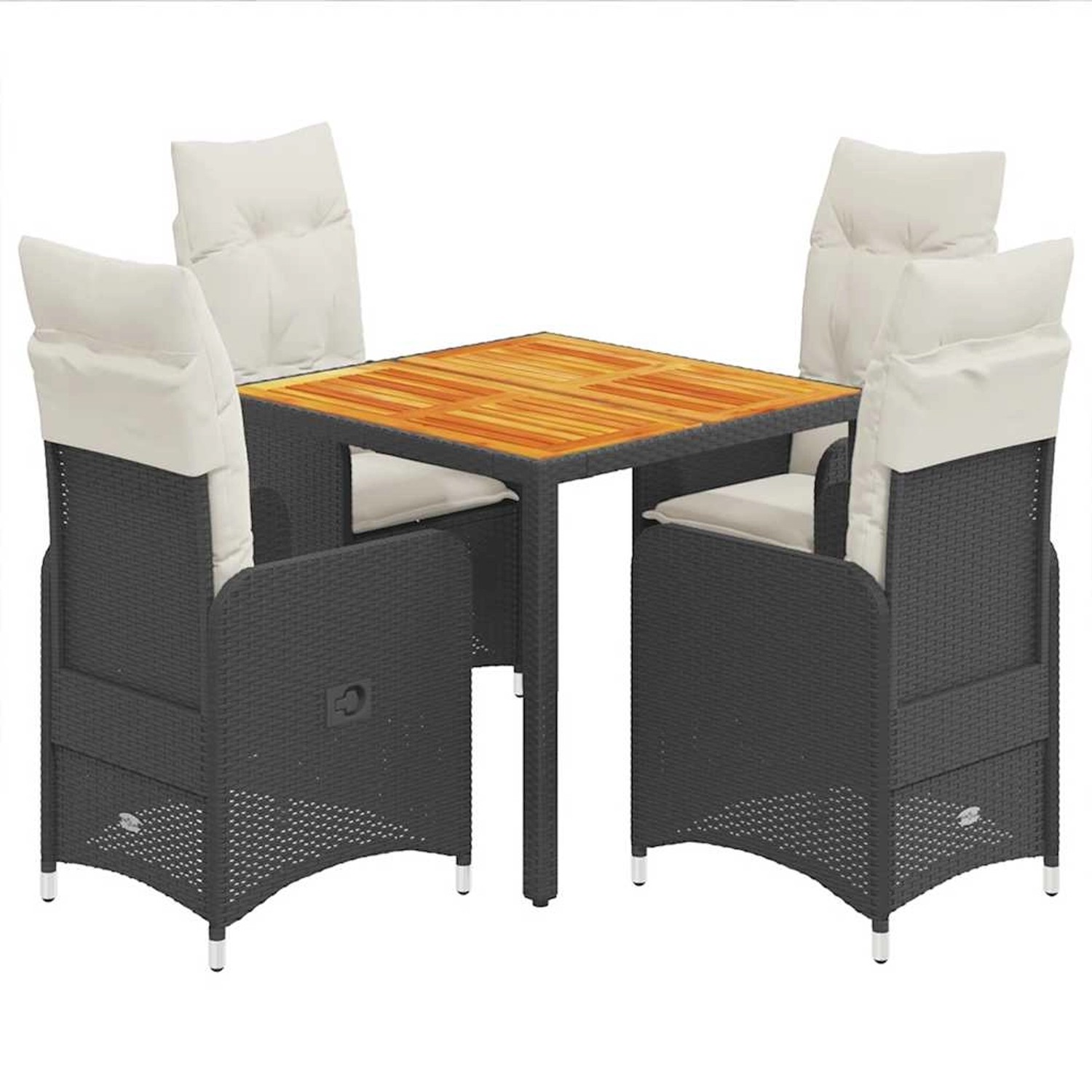 vidaXL 5-Tlg Garten-Bistro-Set mit Kissen Schwarz Poly Rattan 3276976
