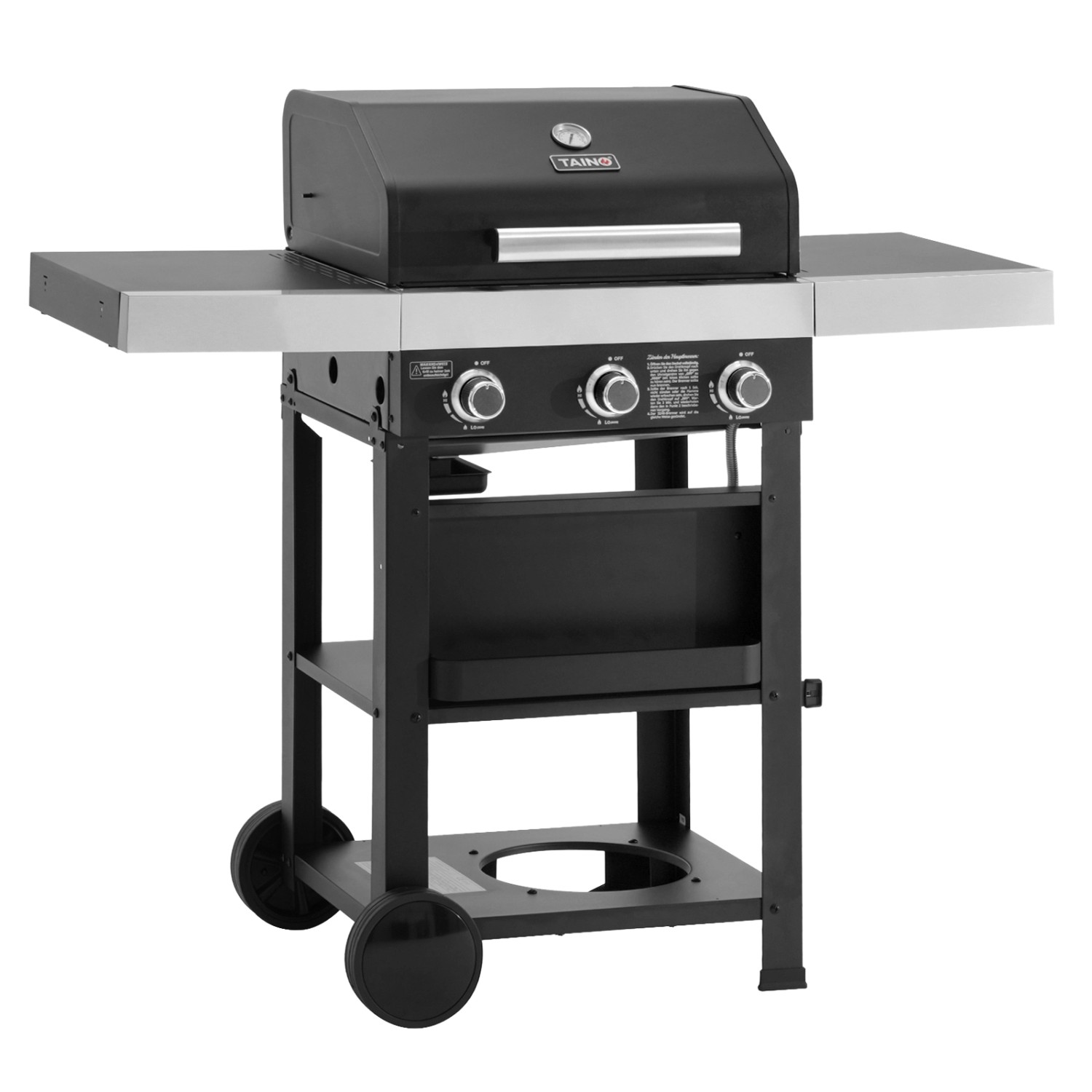 Taino Wabaya 3+0 Gasgrill Grillwagen 3 Brenner Sear-Burner Schwarz Matt günstig online kaufen