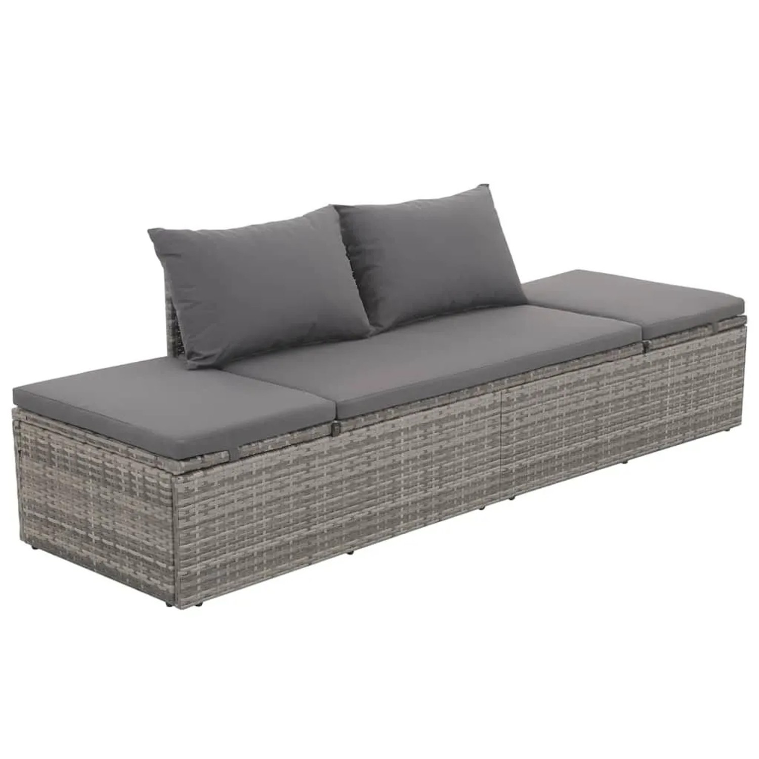 vidaXL Gartenbett Grau 195×60 cm Poly Rattan 43955