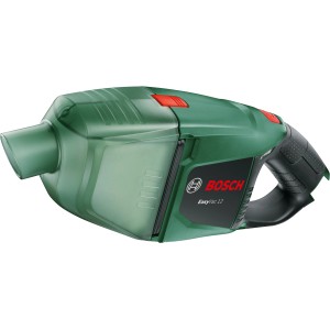 Bosch EasyVac 12 Akku-Handstaubsauger in Grün mit transparentem Staubbehälter.
